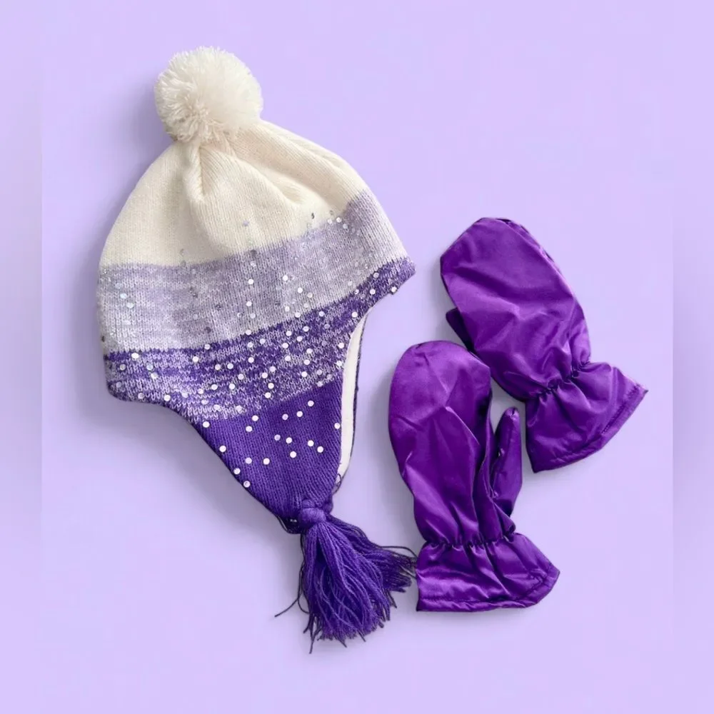 Target Little Girls Hat and Snow Mittens